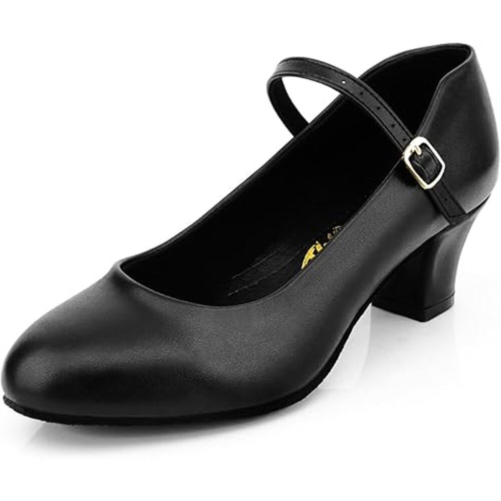 Bokimd Womens Size 11 Black Fur Sole Ballrooom Latin Salsa Shoes 2.5" Heels